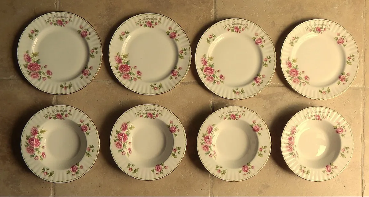 Vintage Royal Albert Chrysanthemum Plates & Bowls - Image 1