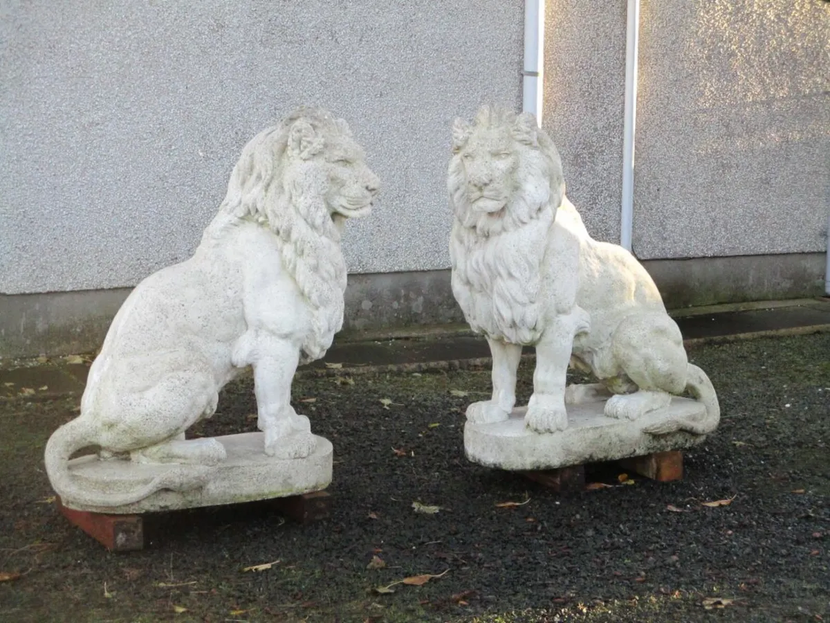 Pair Of Large Concrete Lions - Image 2
