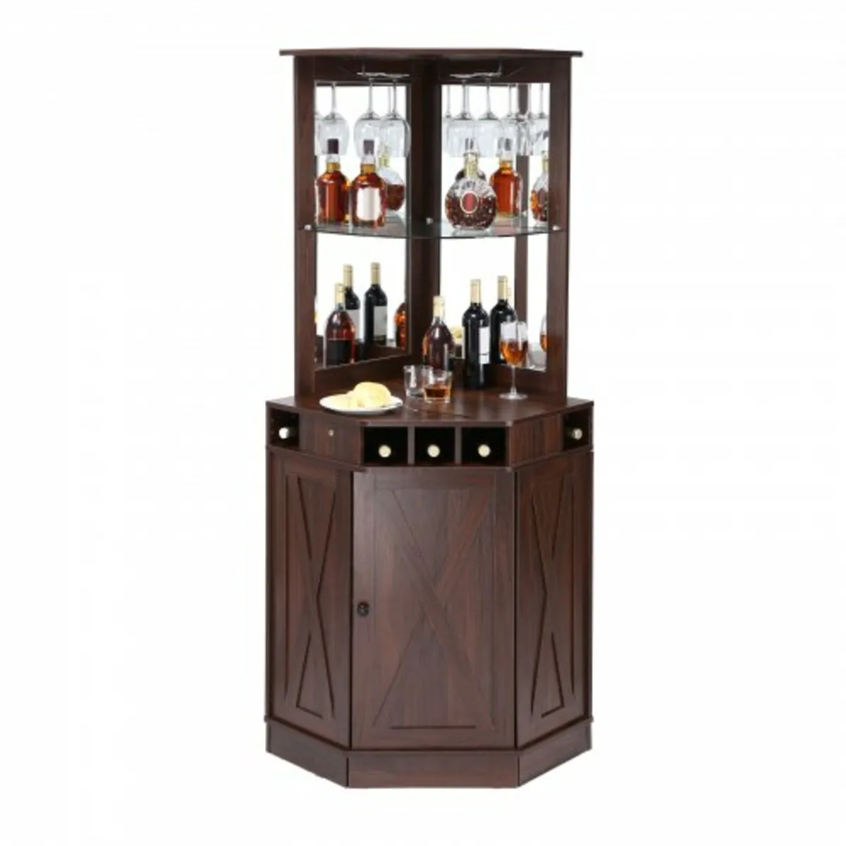 Corner Industrial Bar Cabinet, Wine Table for Liqu - Image 1