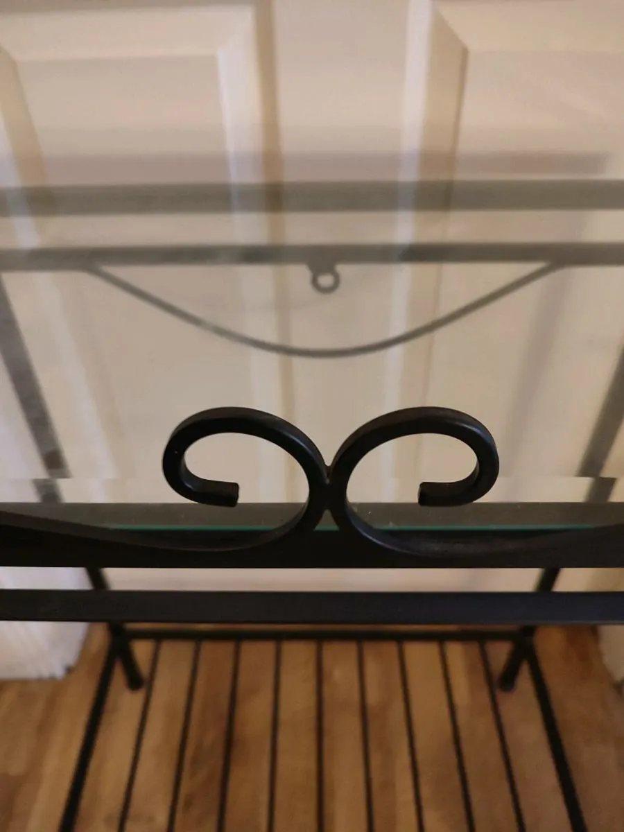 2 glass top wrought iron tables. - Image 3