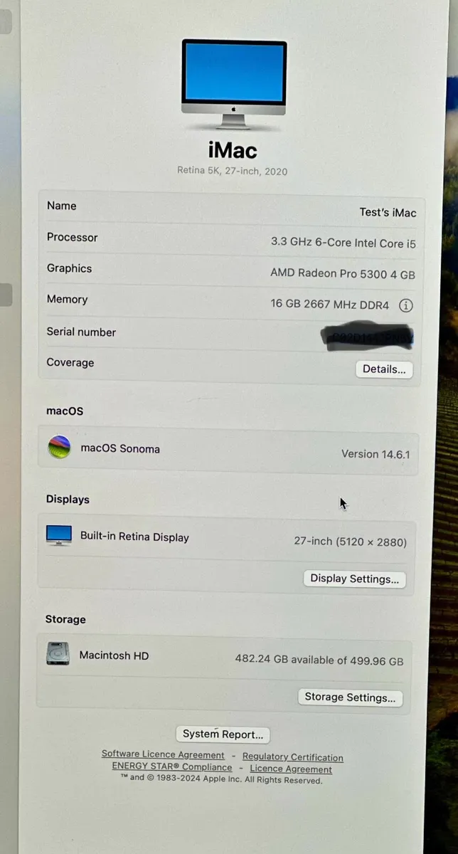 2020 iMac 27' 5K - Image 1