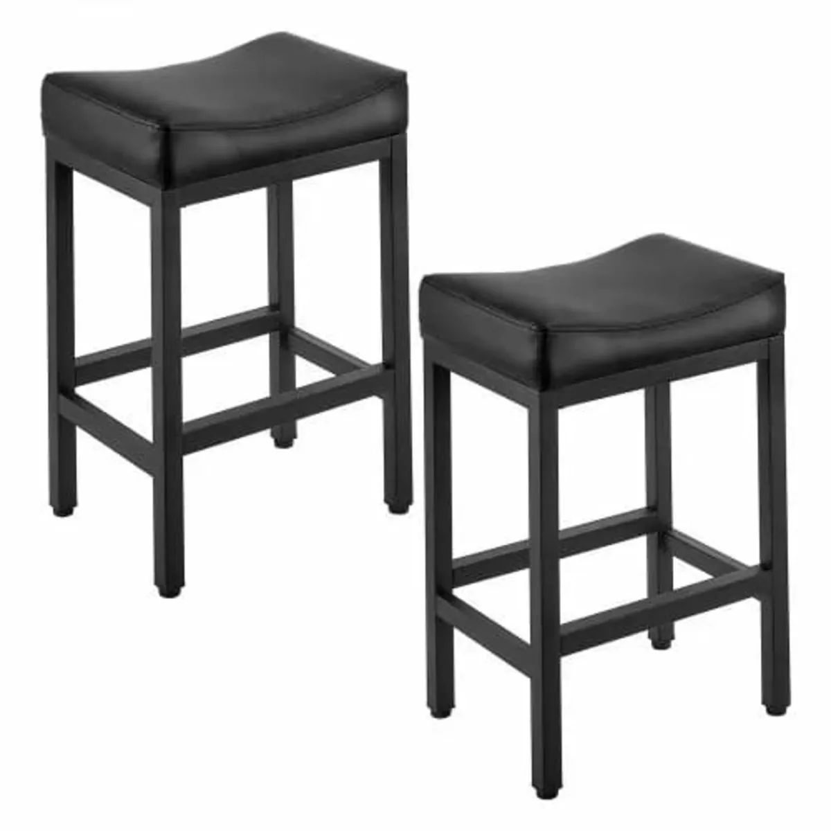 Bar Stool Set of 2, PU Leather Counter Height Stoo - Image 1