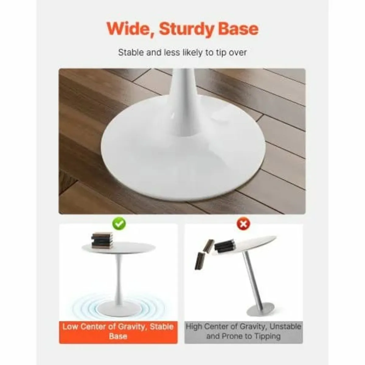 Round Dining Table, 31.5 in Wood Table for 2-4 Per - Image 3