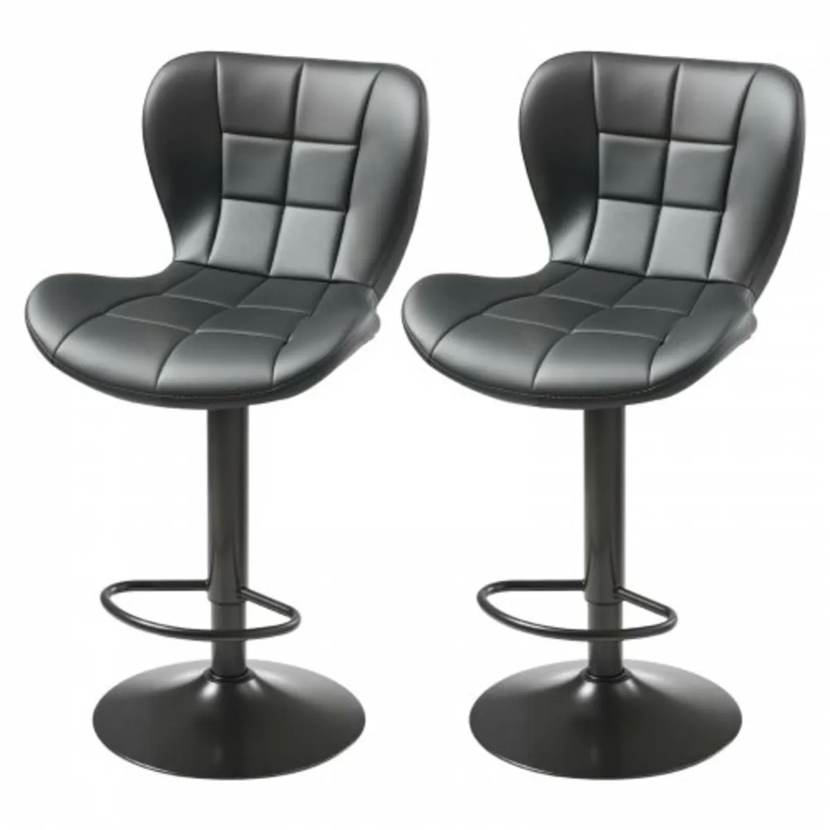 Bar Stool Set of 2, Modern PU Leather Counter Heig - Image 1