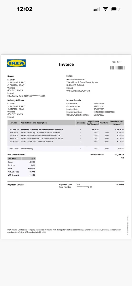 IKEA black leather sofa bed corner with stors - Image 2