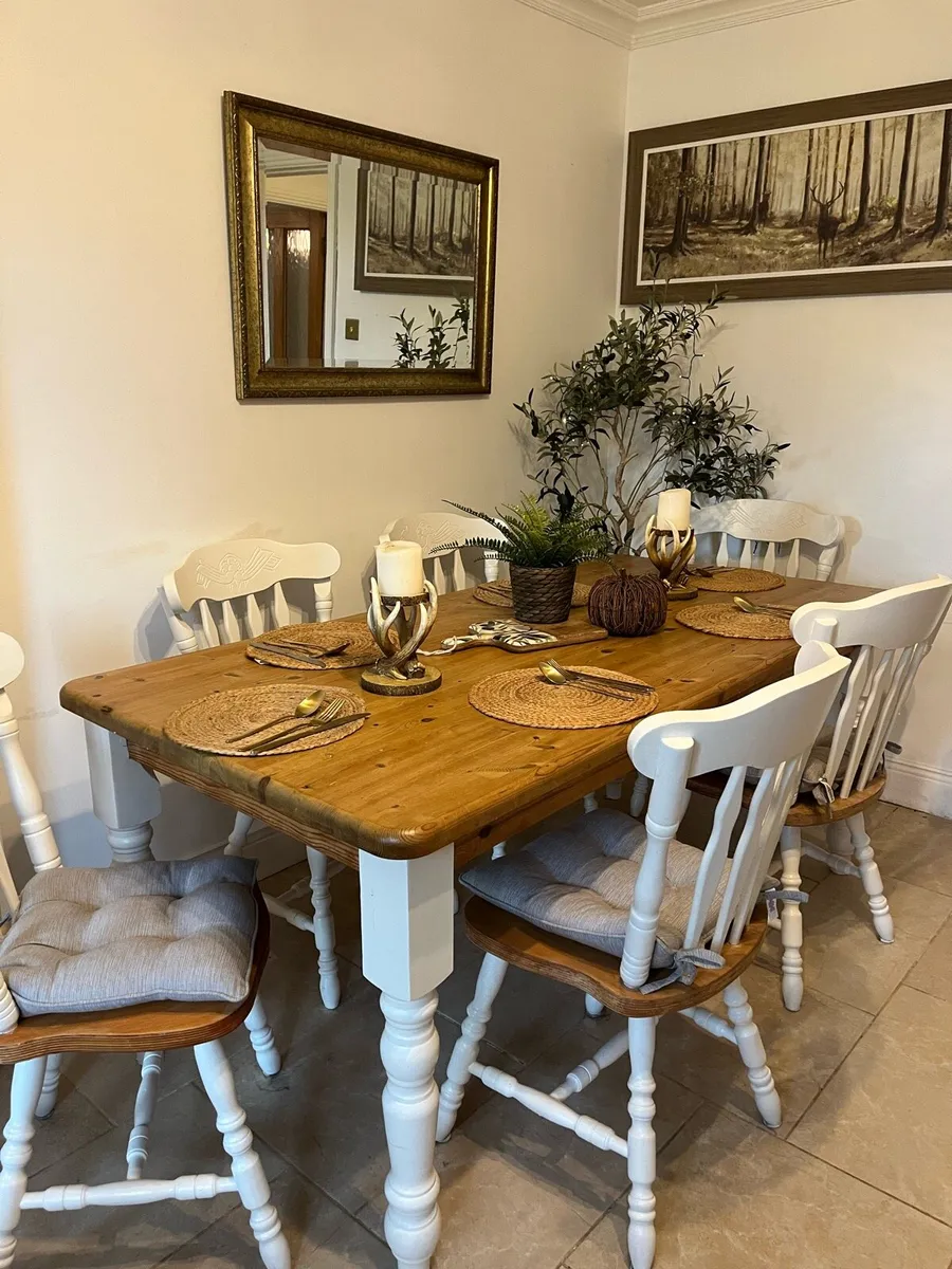 Farmhouse table and chairs - Image 1