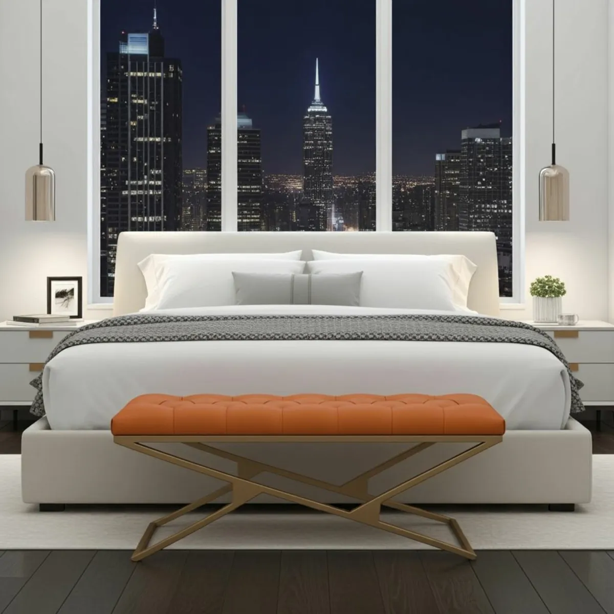 X-Style Metal Bench  Eco-Leather 100x40cm - Image 2