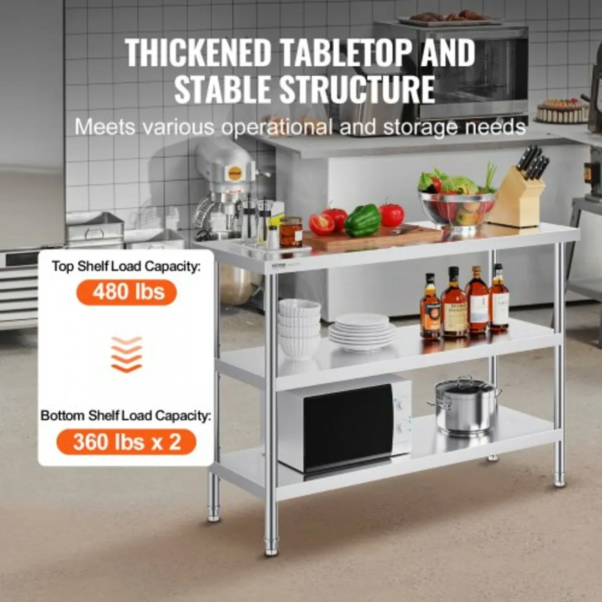 Table Commercial Kitchen Work Table 45.7x121.9 cm - Image 4