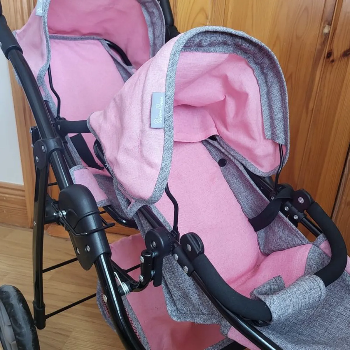 Dolls pram/buggy silver cross pink - Image 1