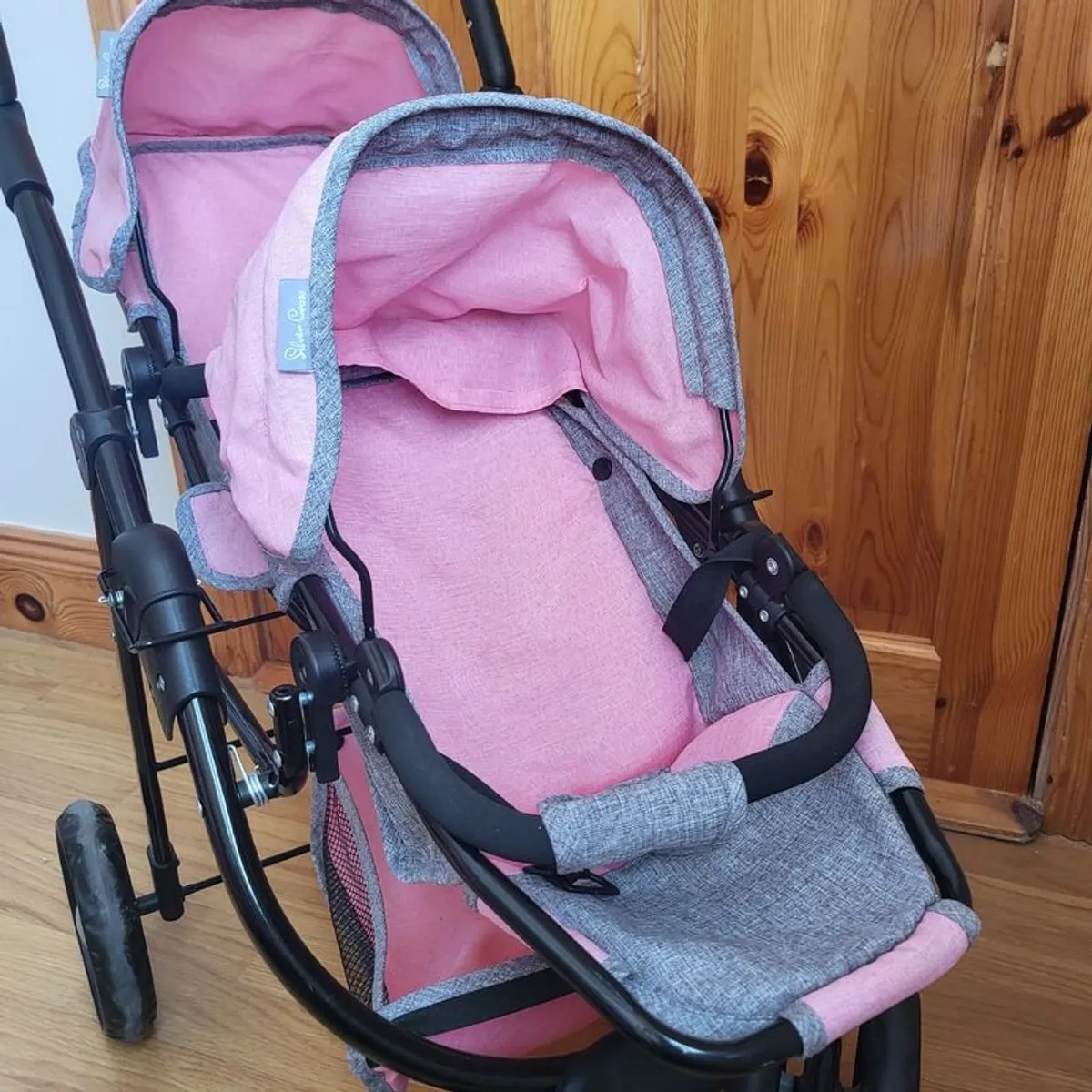 Dolls pram/buggy silver cross pink - Image 2