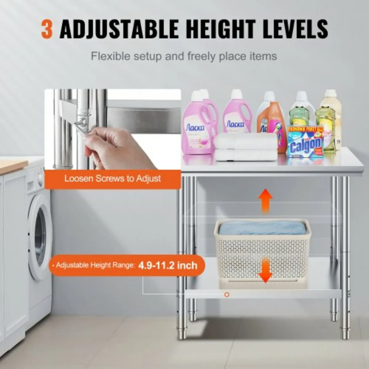 Stainless Steel Prep Table, 900x600x800 mm, 700 lb - Image 2