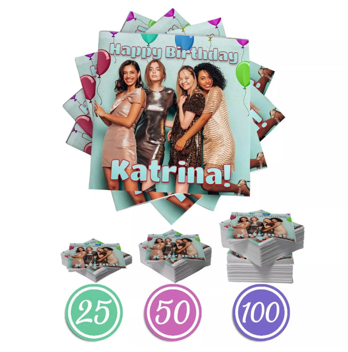 Personalised Photo Party Napkins, Serviettes - Image 1