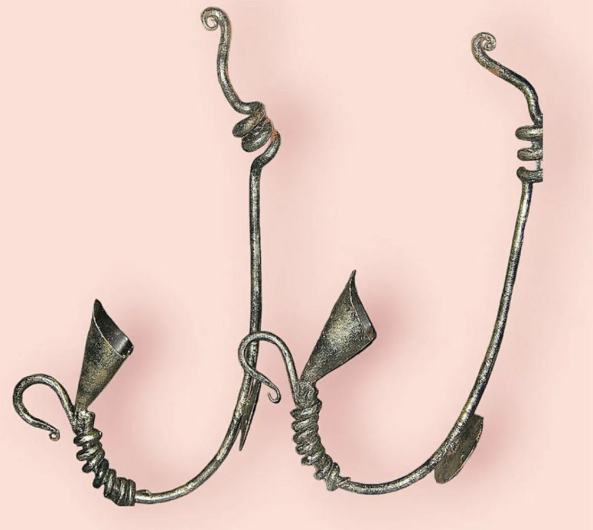 Vintage Pair Iron Candle Wall Sconces - Image 2