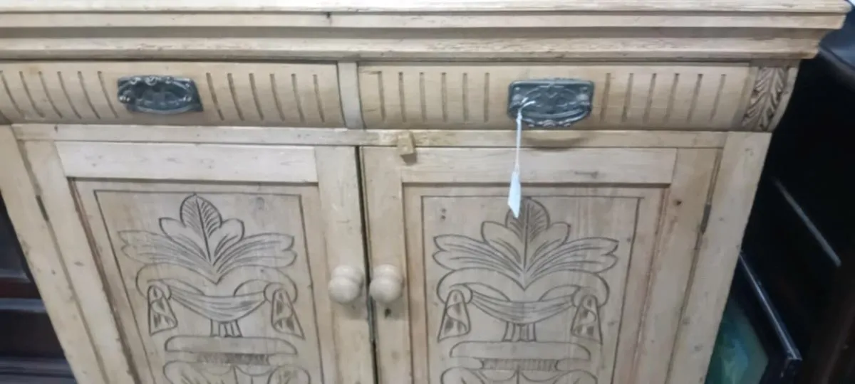 Victorian Stripped Pine Sideboard With Mirror - Image 2
