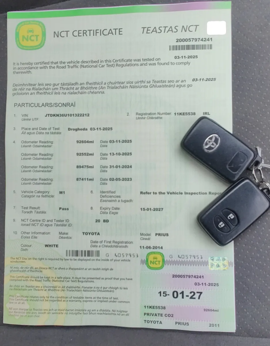 2011 Toyota Prius Pear white NCT 2027 - Image 2