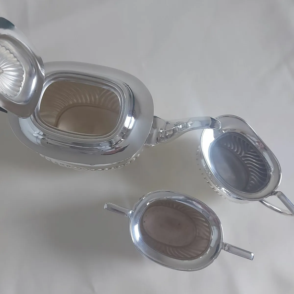 Antique silver teapot jug and sugar bowl - Image 3