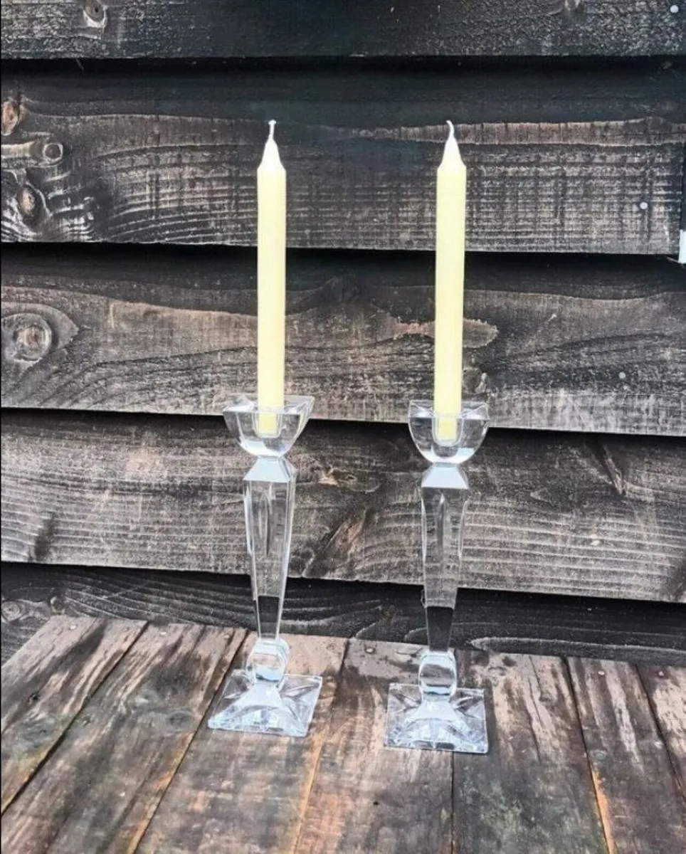 Vintage Pair Galway Crystal Candlesticks - Image 4