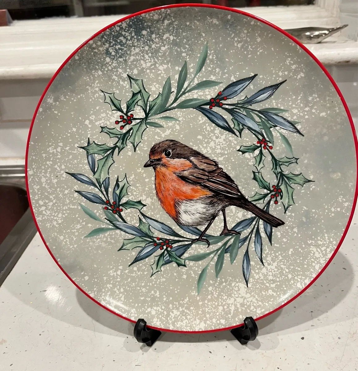 Robin Design 8 inch Ceramic Dinner Plate - Image 2