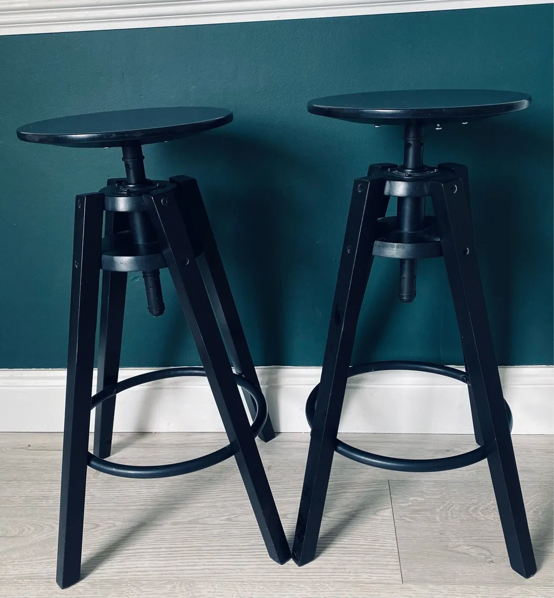 2 Bar stools - Black Dalfred from Ikea - Image 1