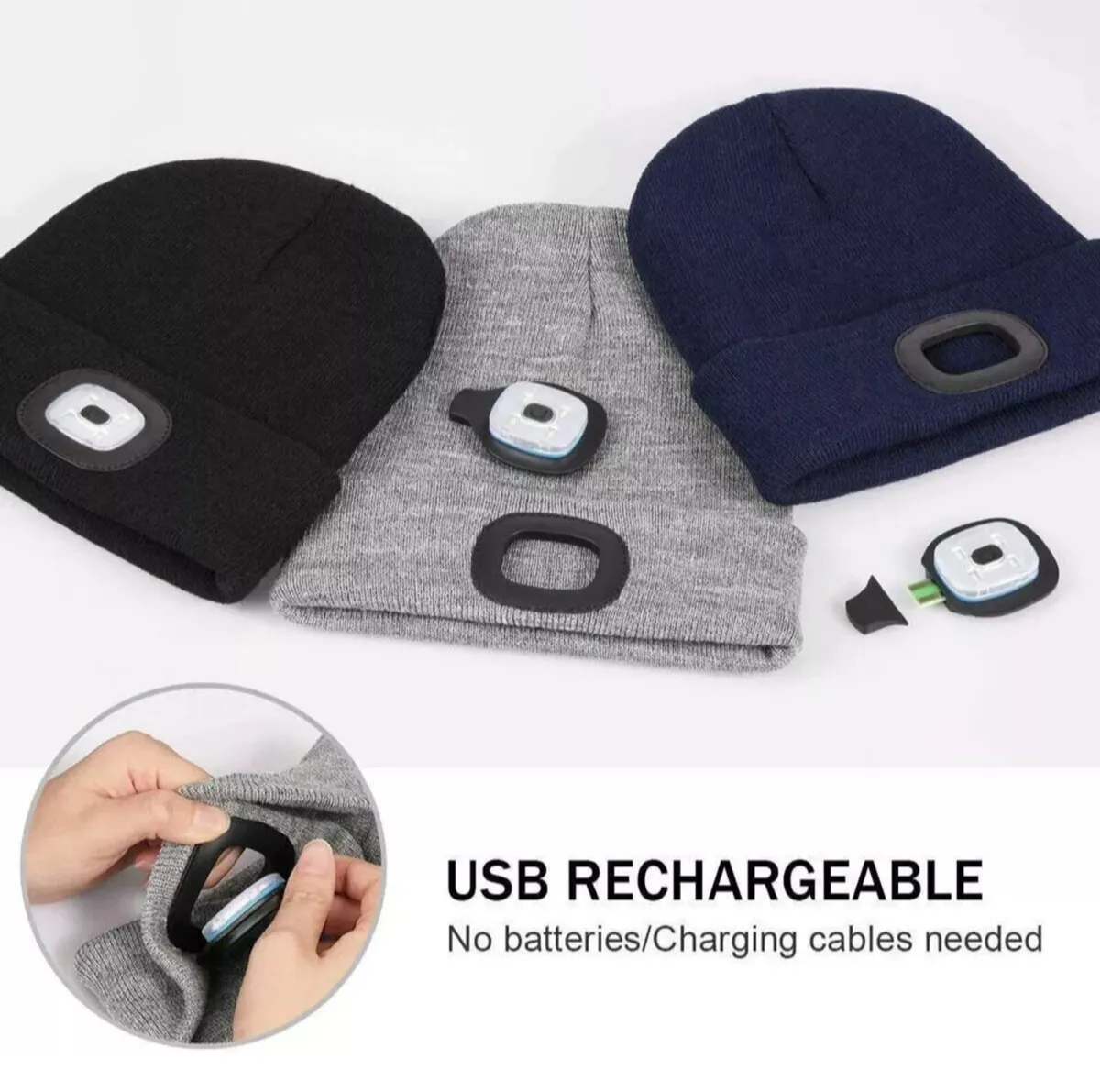 Beanie Hat with Rechargeable LED Light - Image 3