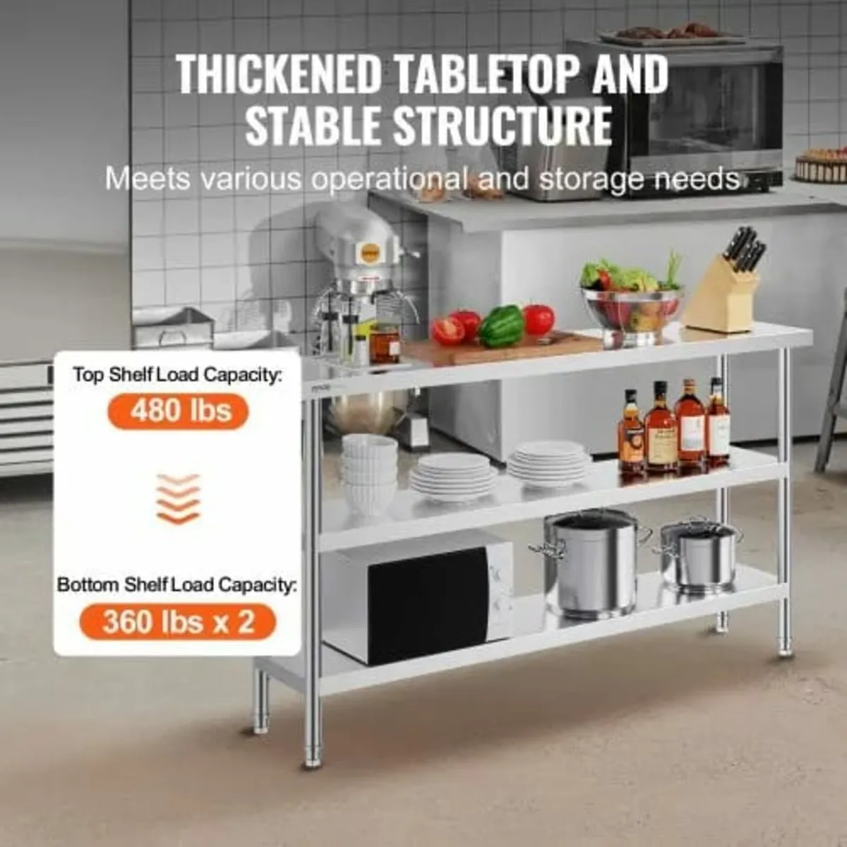 Stainless Steel Food Prep Table Commercial Kitchen - Image 2
