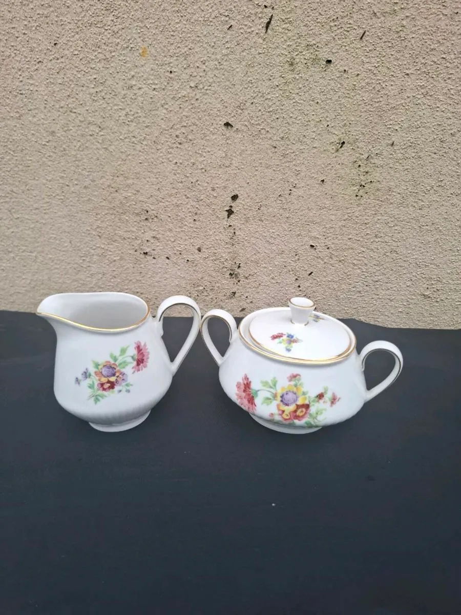 Floral china sugar milk jug postage possible