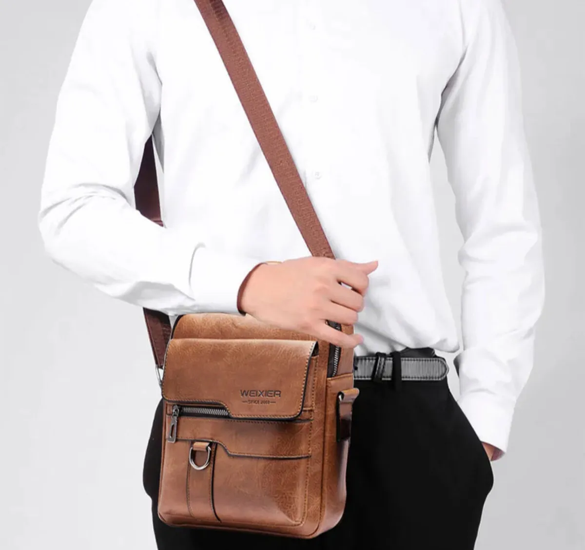 Men’s PU Leather Crossbody Shoulder Bag NEW - Image 1