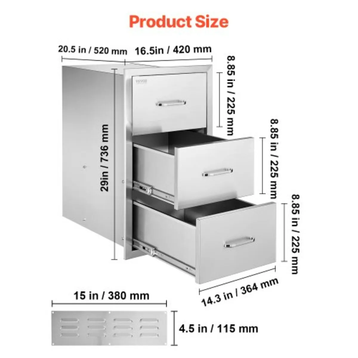 Outdoor Kitchen Drawers, 16.5"W x 29"H x 20.5"D Tr - Image 3