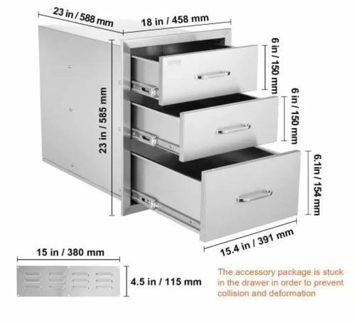 18x23 Inch Outdoor Kitchen Stainless Steel Triple - Image 3