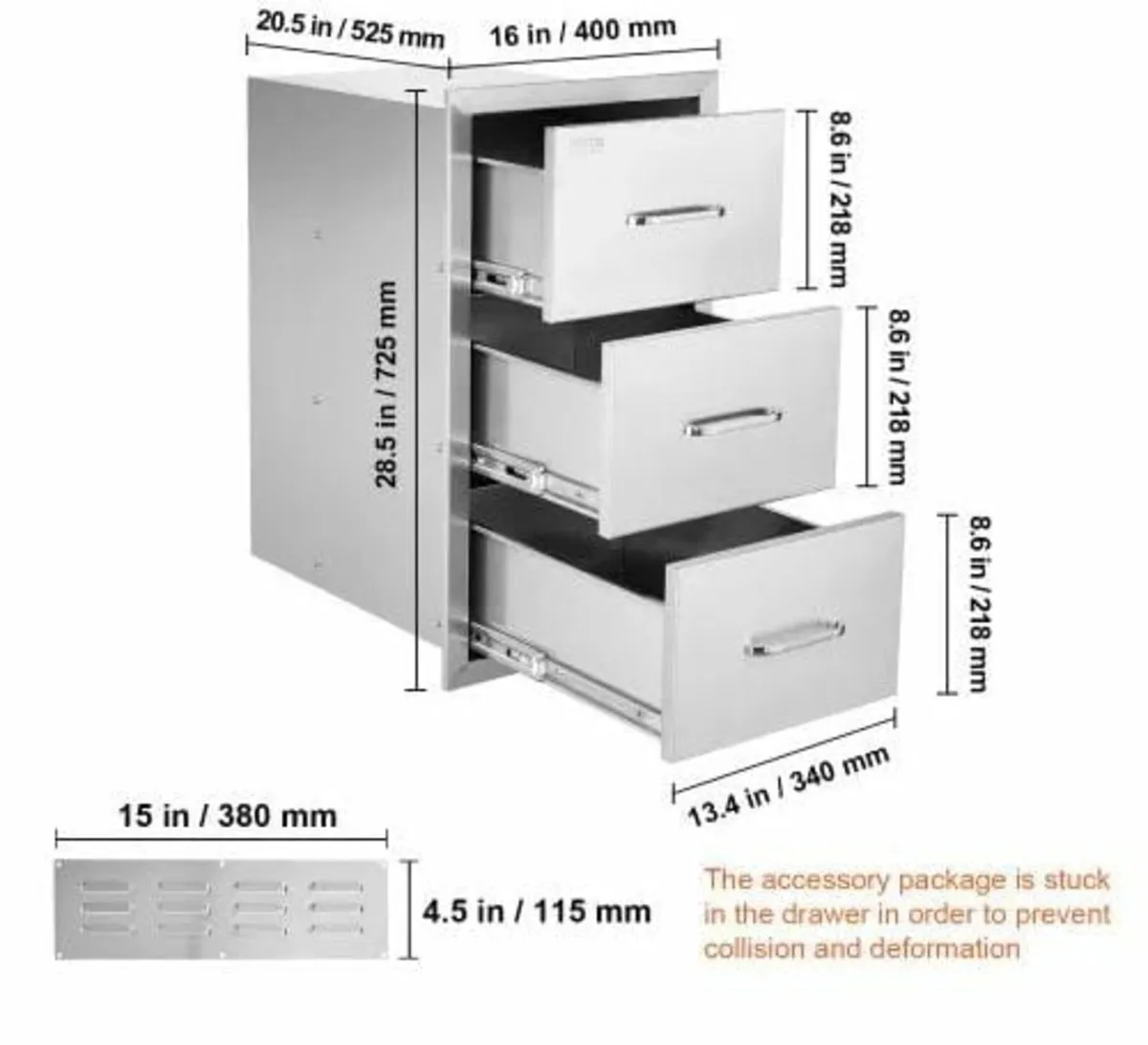 Outdoor Kitchen Drawers 16" W x 28.5" H x 20.5" - Image 4