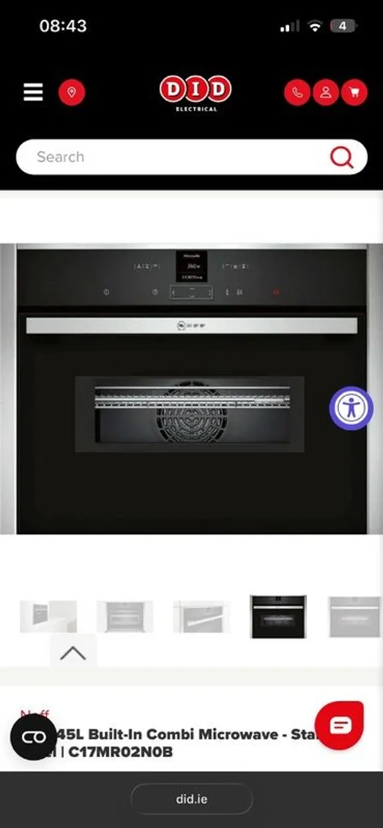 Neff 45L Built-In Oven- Stainless Steel | C17MR02N0B - Image 3
