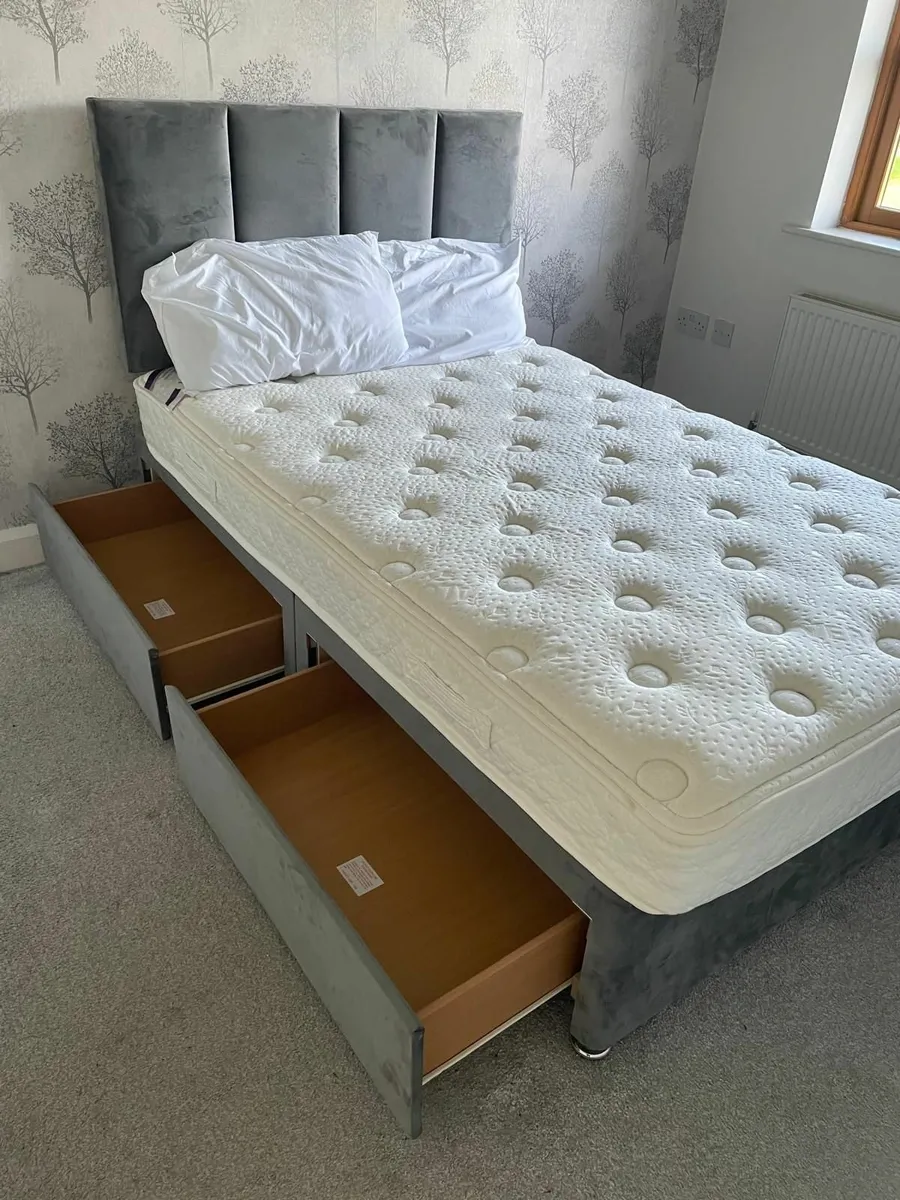 Small Double Grey Bed Frame with storage - Image 2