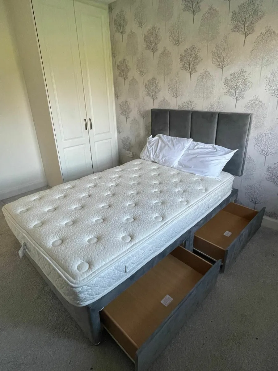 Small Double Grey Bed Frame with storage - Image 3