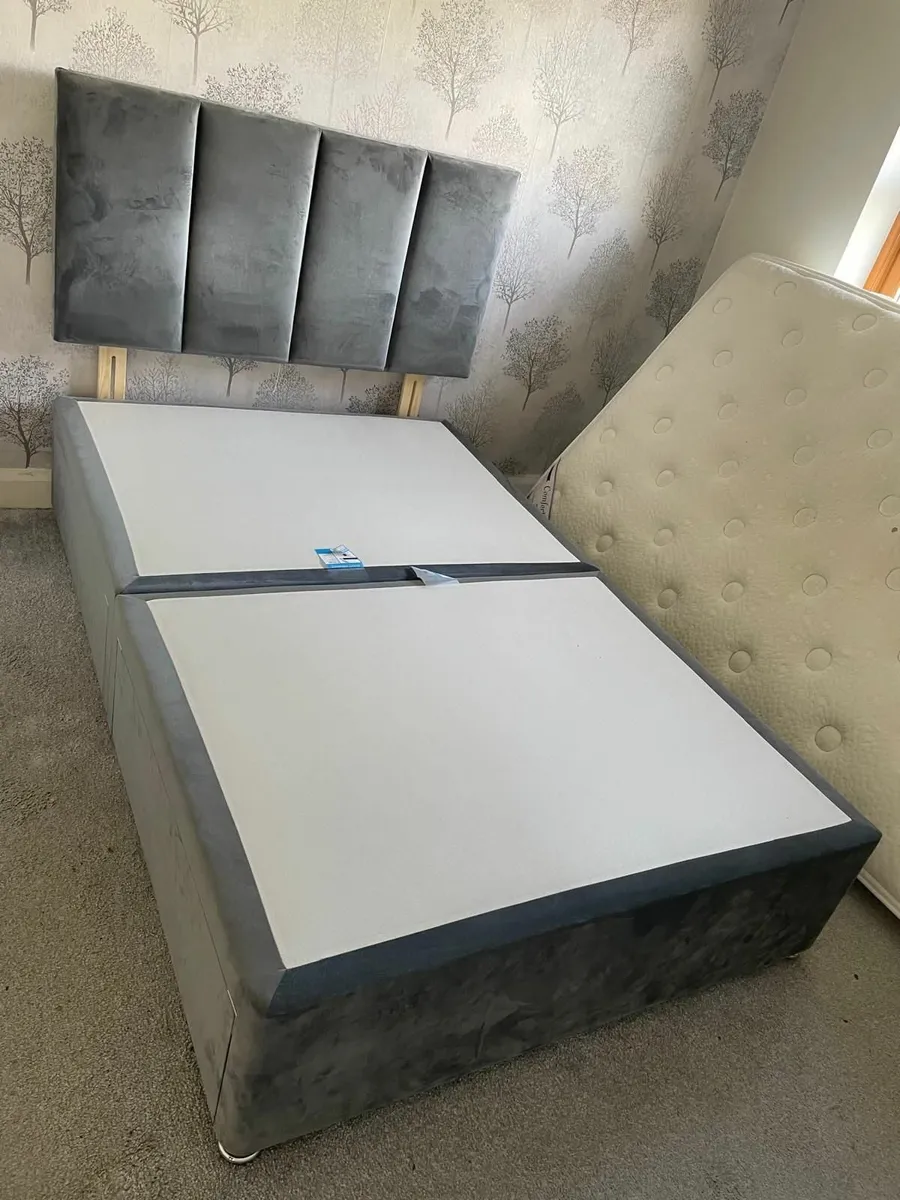 Small Double Grey Bed Frame with storage - Image 1