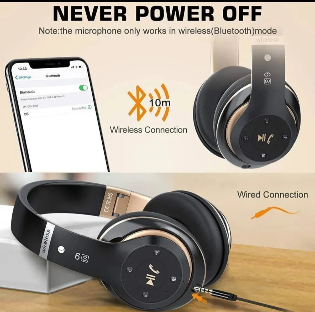 NEW Foldable Bluetooth Wireless Headset - Image 2