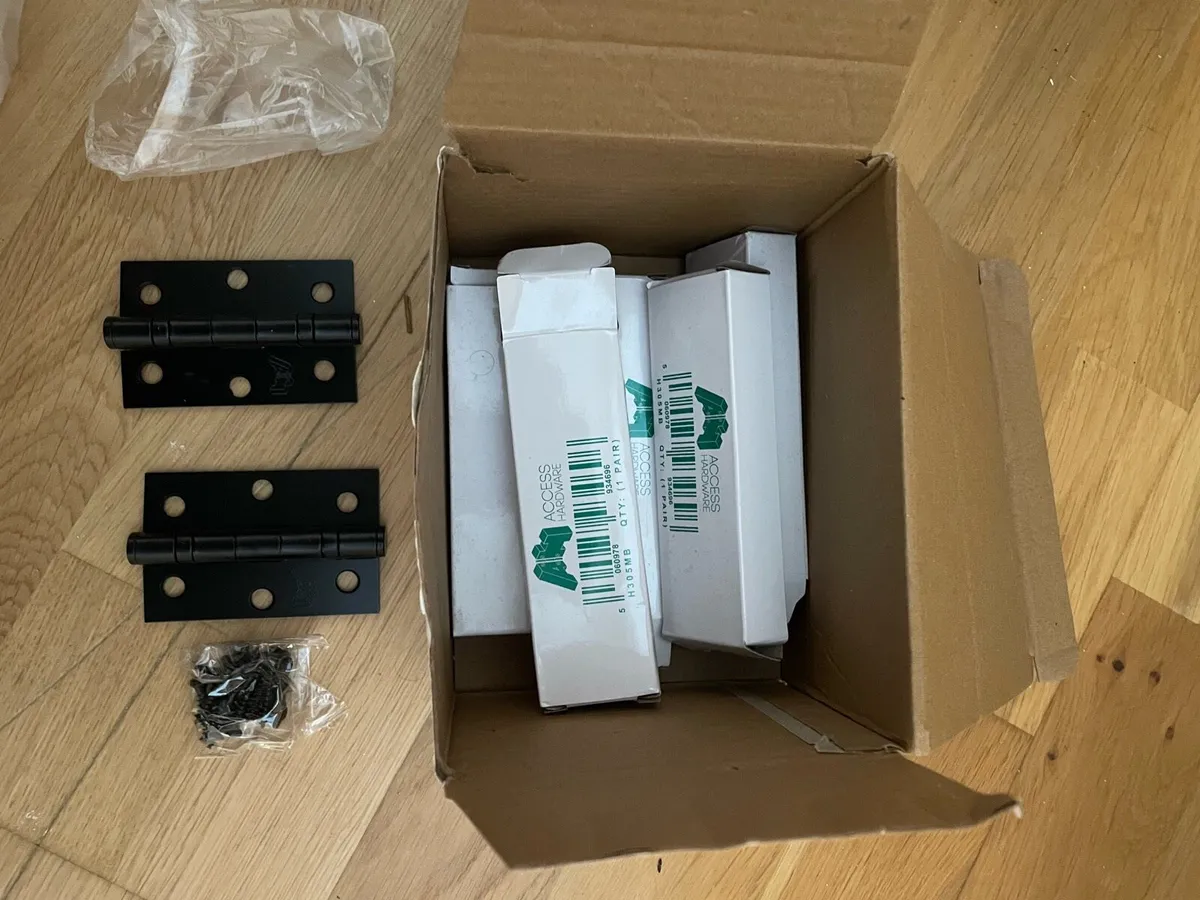 Black Door Hinges (fittings included) - Image 1