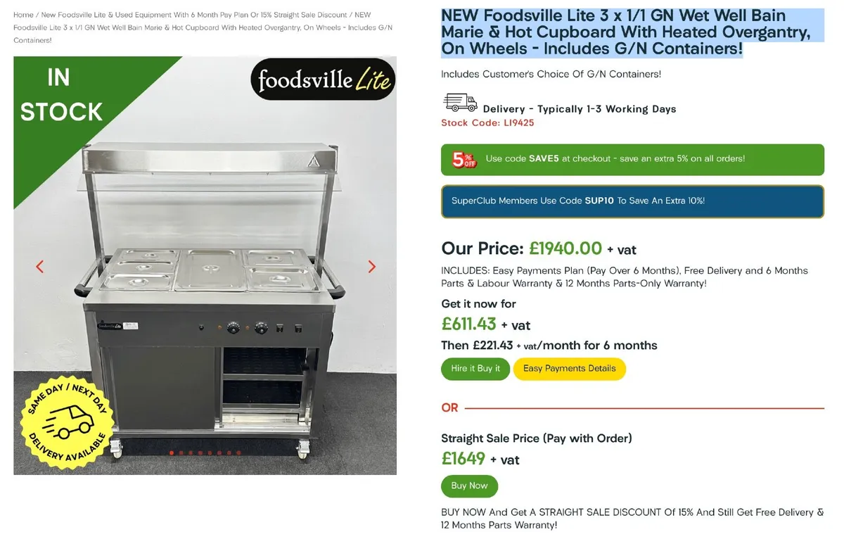 NEW BM HOTCUPBOARD &  GANTRY with 6 month pay plan - Image 2