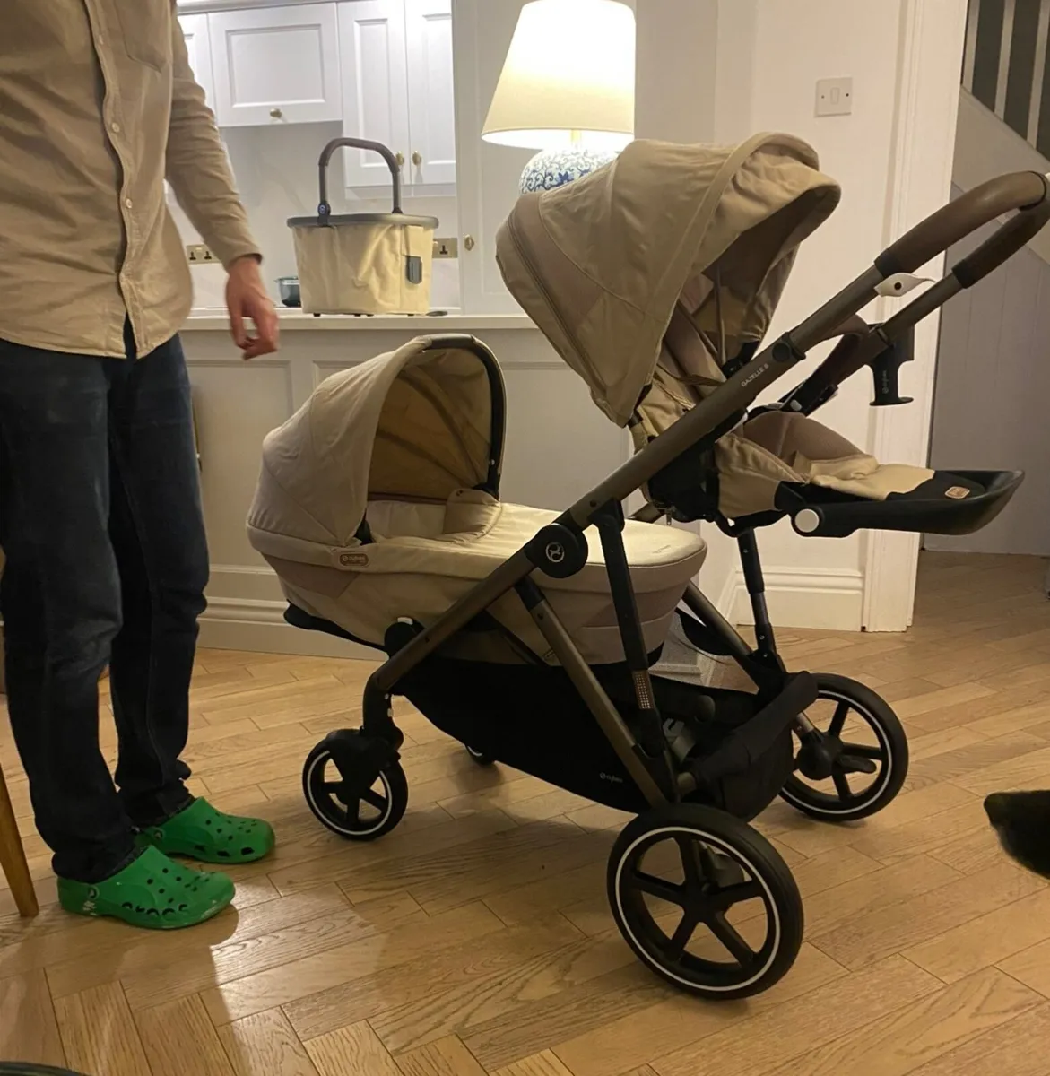 Cybex Gazelle Double stroller, Shade Almond - Image 1