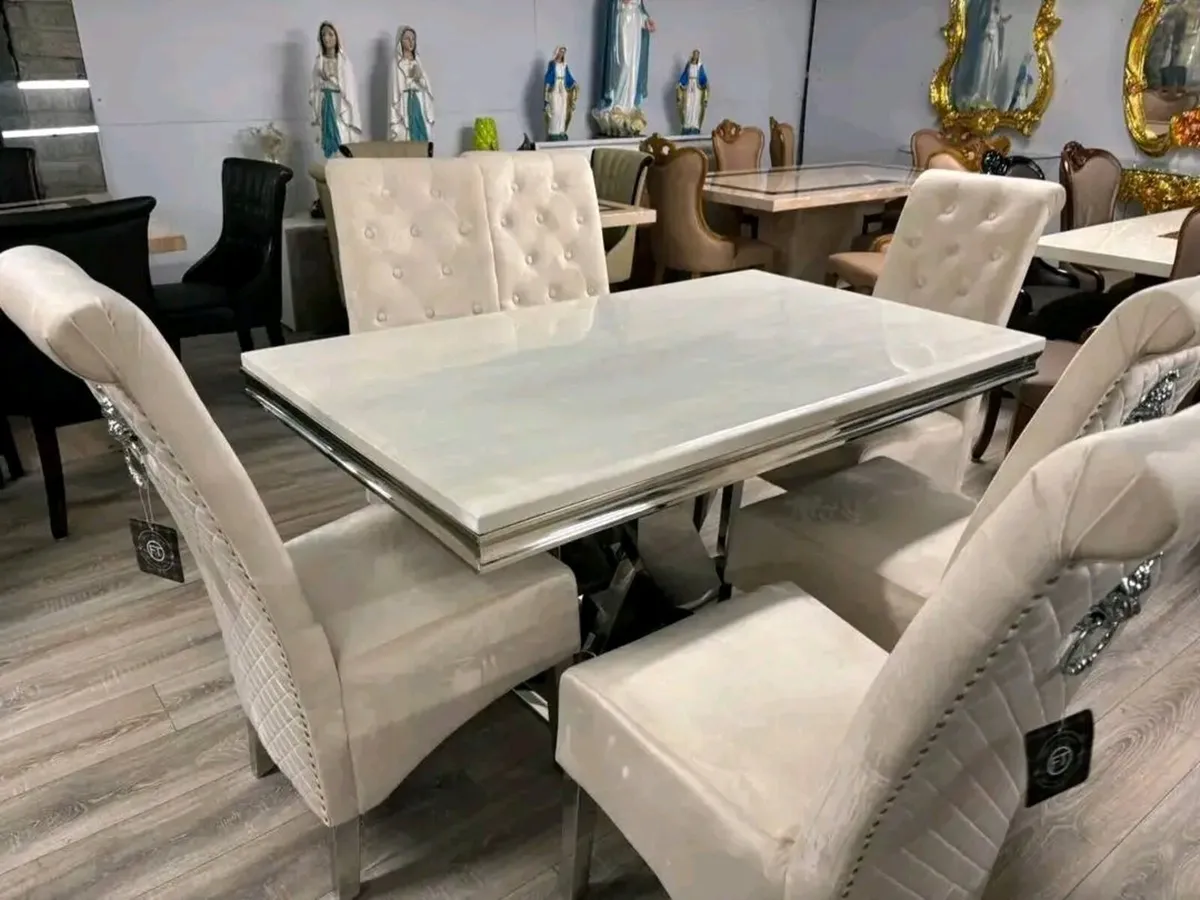 Marble Kitchen Dining Table With Chairs - Image 2