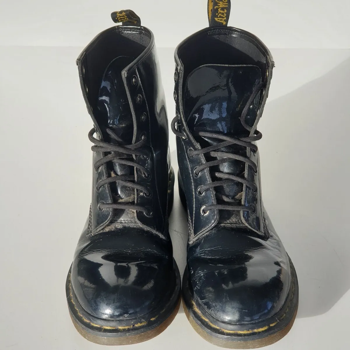 Dr Martens black patent leather boots - Image 1