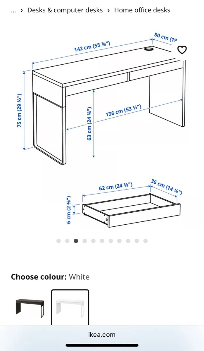 IKEA MICKE Desk 142x50 cm - Image 2