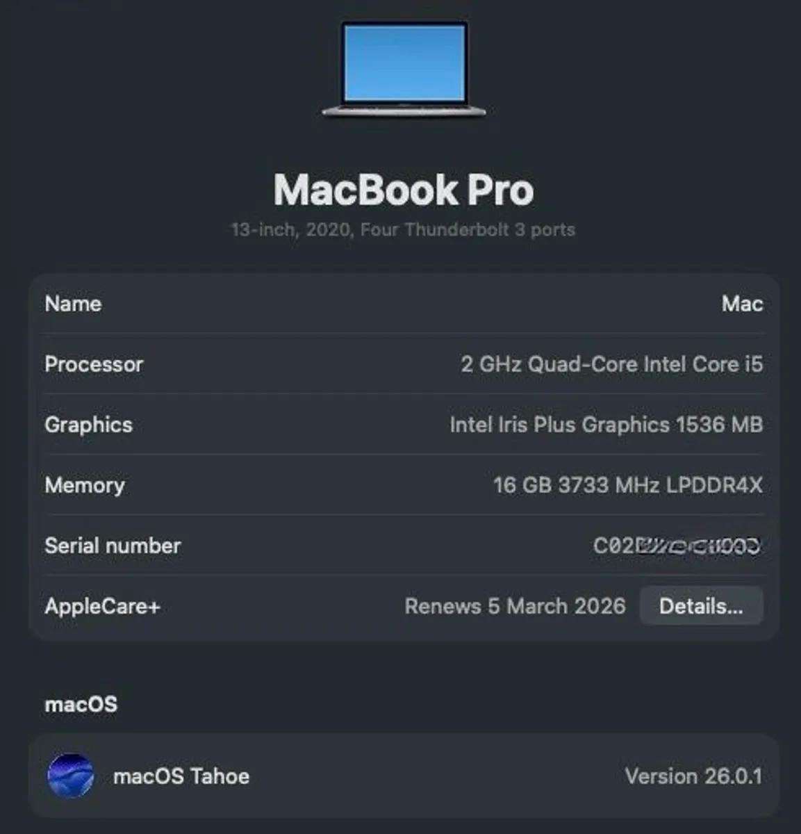 MacBook Pro (13-inch, intel 2020) AppleCare + - Image 4