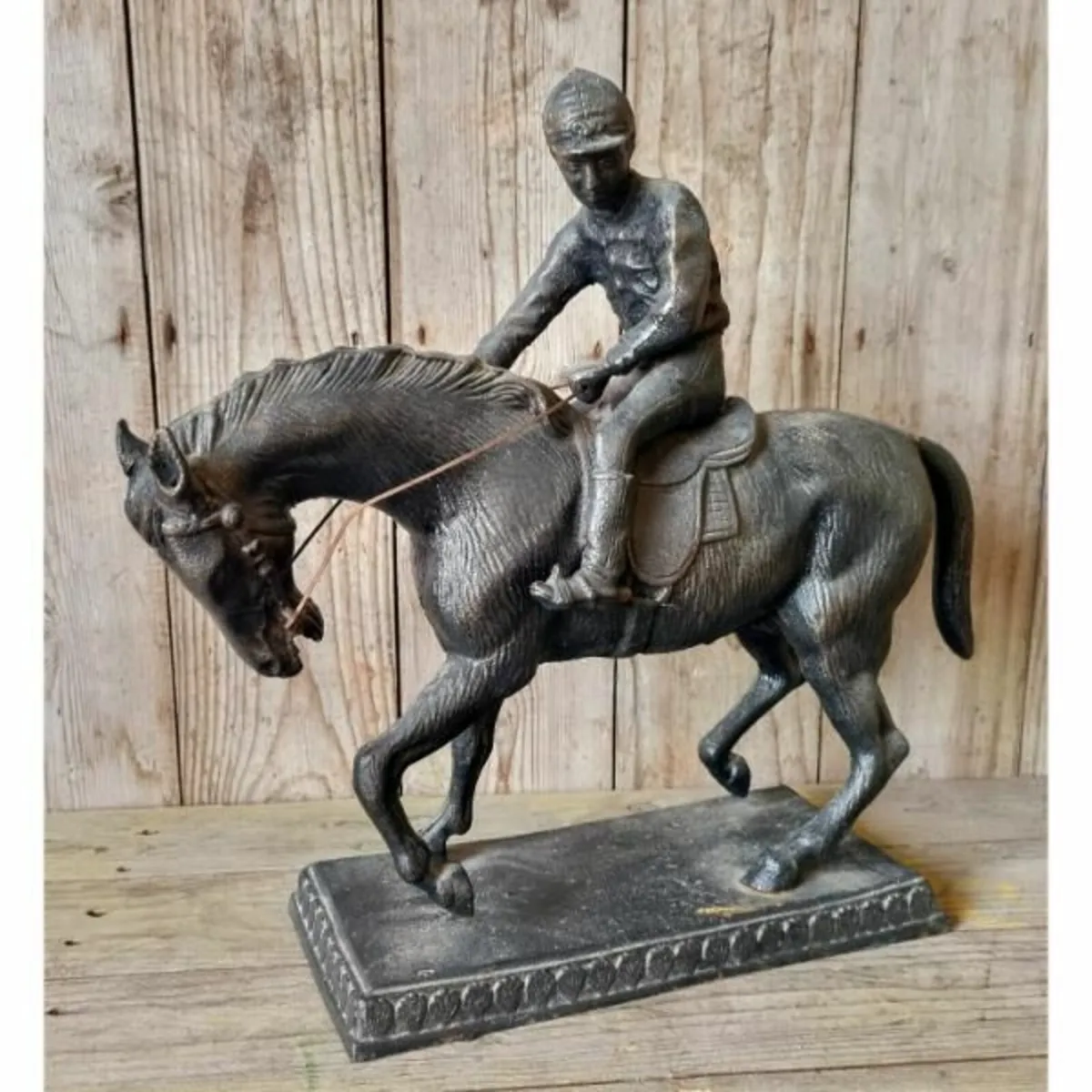 Horse and Jockey Statue Cast Iron H252 - Image 1