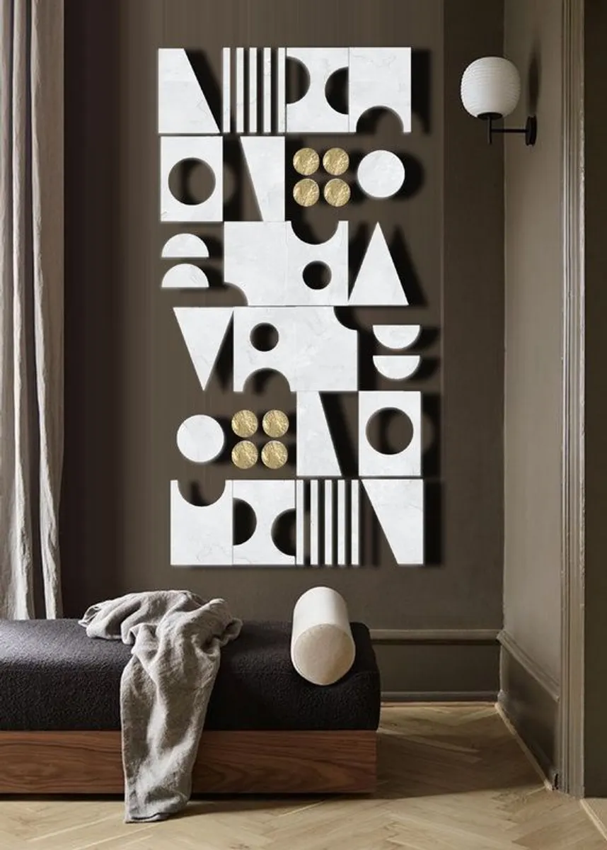 Mid Century Modern Wood Wall Sculpture, Multi Panel Relief 3D Wall Art - Image 3