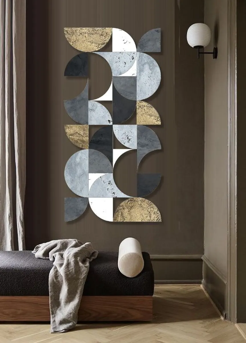 3d wall art Wood Wall Sculpture: Mid Century Modern 3D Relief Art, 30 Panels - Image 1