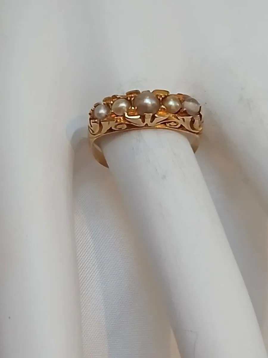 18K Gold and Seed Pearl Ring - Image 3