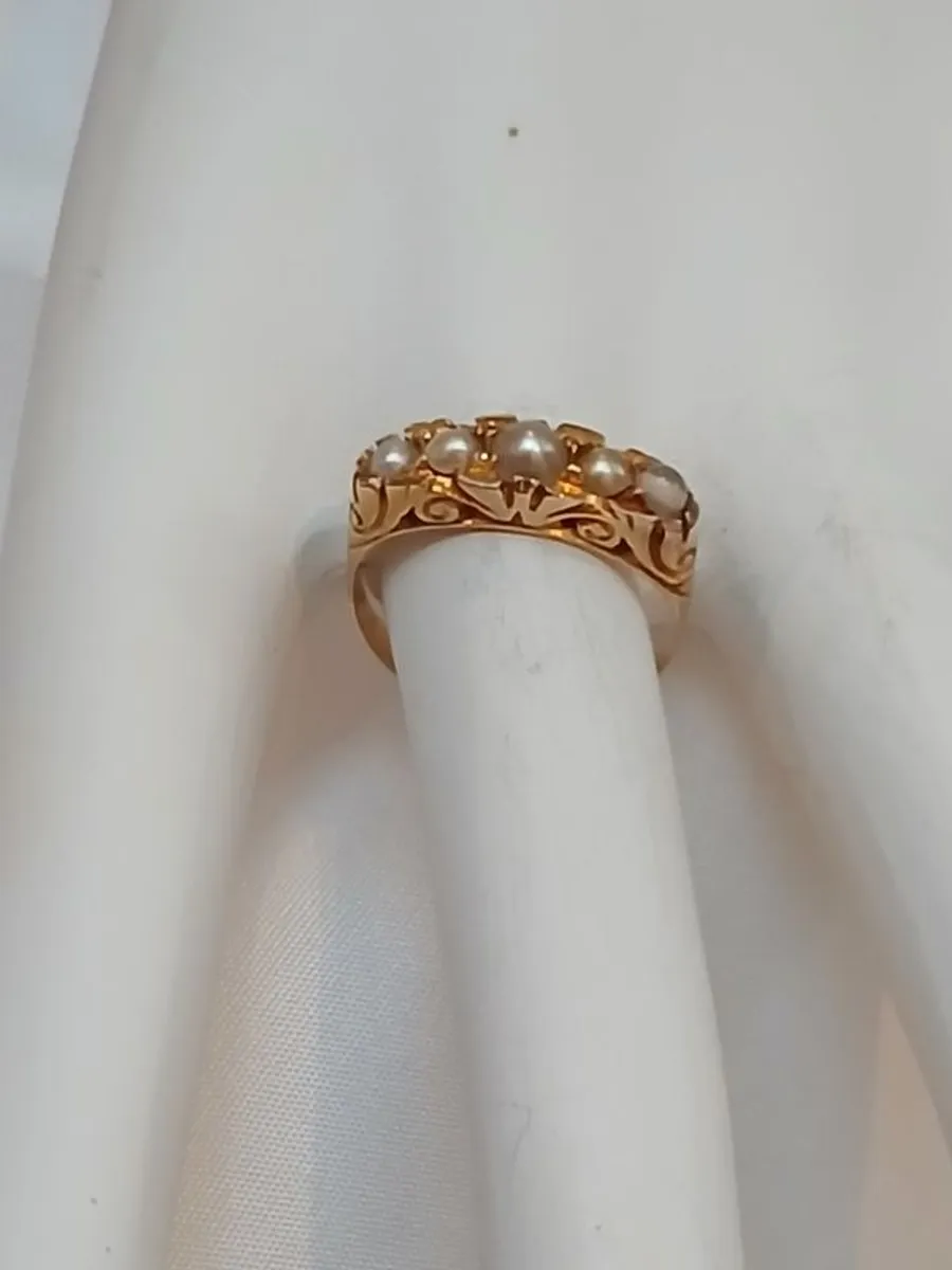 18K Gold and Seed Pearl Ring - Image 4