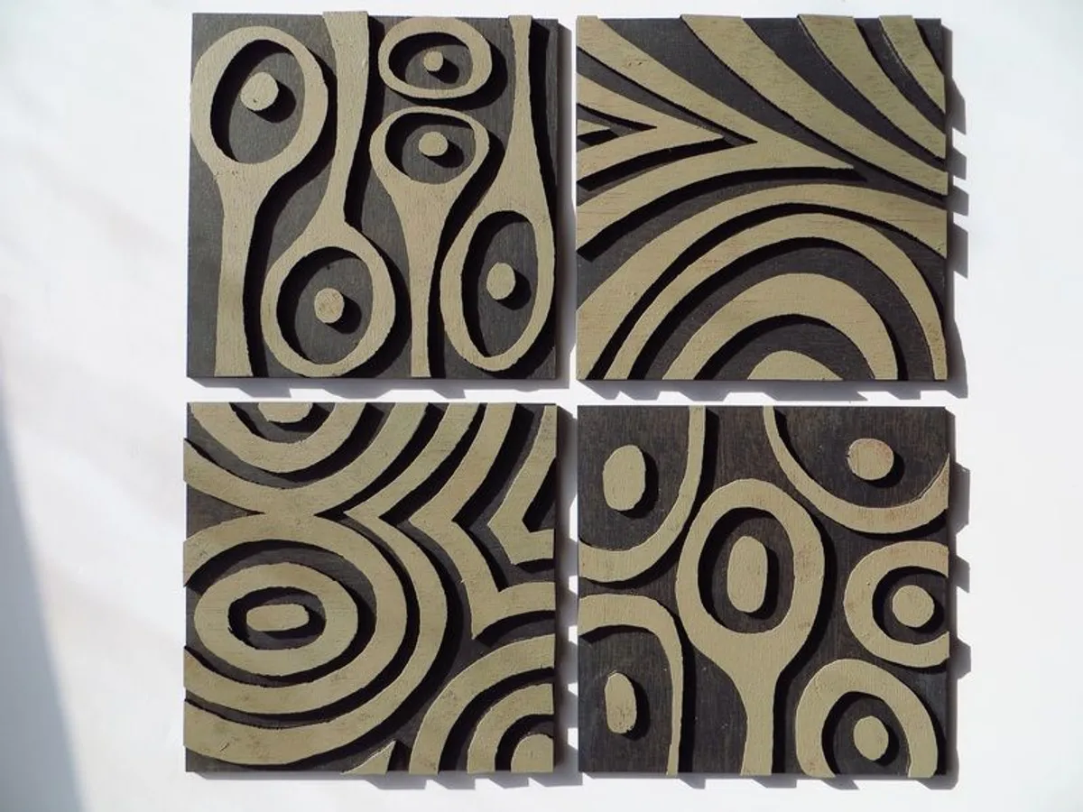 Wood  Wall Sculpture: Mid-Century Modern  3D Relief Art in mocha and charcoal - Image 4