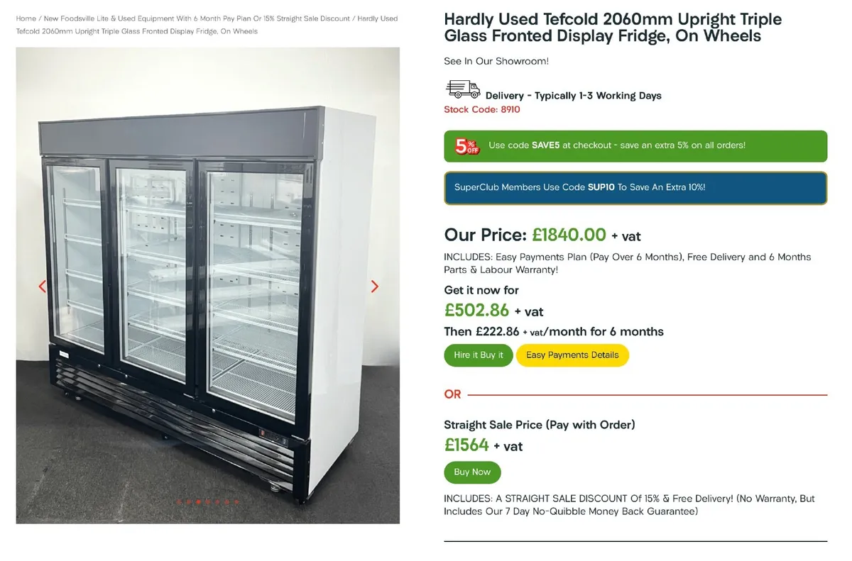 Tefcold Triple Display fridge- pay over 6 months - Image 2
