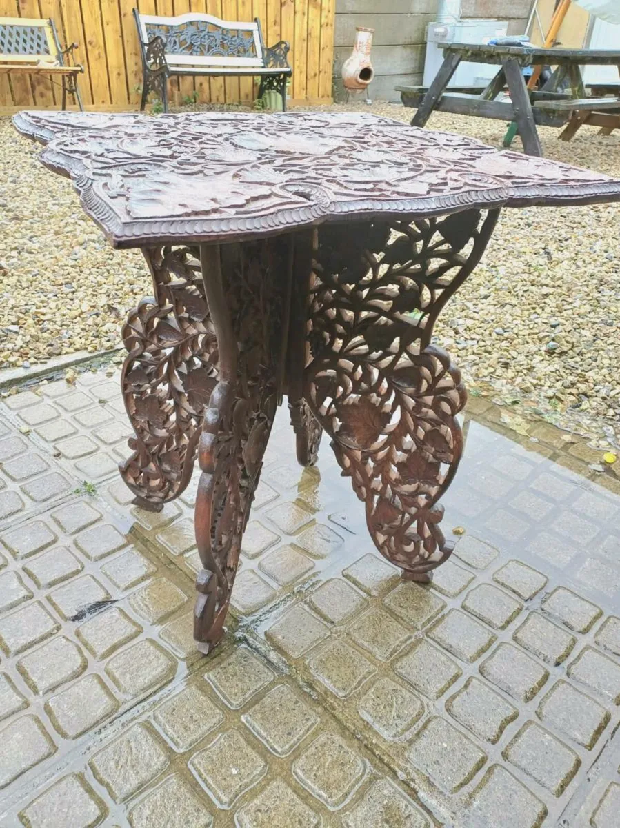 Large Antique Campaign Anglo- Indian Side Table - Image 4